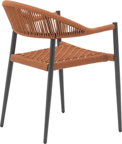 Πολυθρόνα Freiburg pakoworld αλουμίνιο μαύρο-σχοινί φυσικό-κεραμιδί