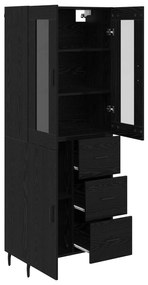 vidaXL Highboard με συρτάρι 2 pcs Μαύρη Οξυά Επεξεργασμένο ξύλο