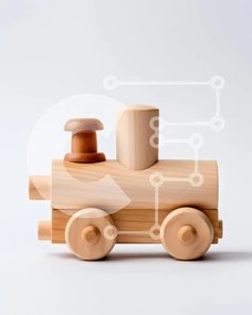 Intra Συλλεκτικό Ξύλινο Παζλ Plywood  4mm - Πολύχρωμο Ξύλινο Παιχνίδι Τρένο για παιδιά Σε Ξύλινο Κουτί - Διαστάσεις: 10x10 cm – 25 κομμάτια