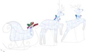 vidaXL LED Ελάφια 3 pcs Κρύο Λευκό ύφασμα