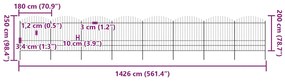 vidaXL Κάγκελα Περίφραξης με Λόγχες Μαύρα (1,75-2) x 13,6 μ. Ατσάλινα
