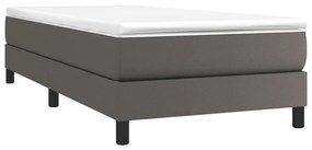 vidaXL Κρεβάτι Boxspring με Στρώμα Γκρι 100x200εκ. από Συνθετικό Δέρμα