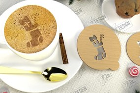 Σετ των 3 Intra απο ξύλο plywood 3mm-4mm πάχος Στένσιλ χριστουγεννιάτικου καφέ | Λάτρης του καφέ Δίασταση 15x15 cm INTRAFABR-107633752