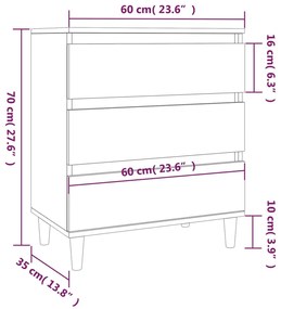 Μπουφές Καφέ Δρυς 60x35x70 εκ. από Επεξεργασμένο Ξύλο - Καφέ