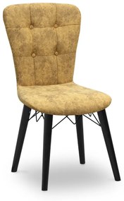 0230214 Καρέκλα τραπεζαρίας Palmira Megapap υφασμάτινη χρώμα μουσταρδί - μαύρο πόδι 47x44x88εκ. Ύφασμα, 1 Τεμάχιο