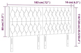 Κεφαλάρι Κρεβατιού LED Ανοιχτό Γκρι 183x16x118/128εκ. Βελούδινο - Γκρι