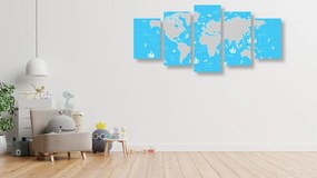 5 μέρη εικόνα μπλε του ουρανού παγκόσμιος χάρτης - 200x100