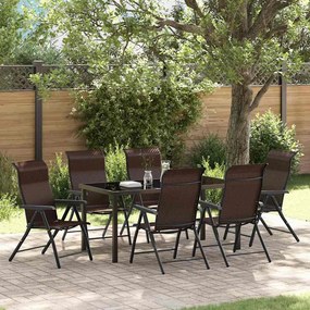 vidaXL Σέτ φαγητού για κήπο Ρυθμιζόμενο ύψος 7 pcs Καφέ Πολυ ράταν