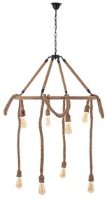 Artekko Hemp Rope Φωτιστικό Οροφής 8φωτο (Ε27) με Μαύρο Μέταλλο/Σχοινί (80x80x120)cm Artekko 023-3317