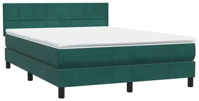 vidaXL Κρεβάτι Boxspring με Στρώμα Σκούρο Πράσινο 140x210εκ. Βελούδινο