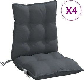 vidaXL Μαξιλάρια Καρέκλας Χαμηλή Πλάτη 4 τεμ. Ανθρακί Ύφασμα Oxford