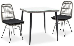 Naoki dining set 3pcs metal black pe gray