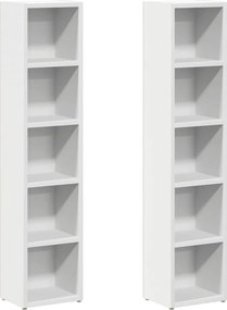 vidaXL Έπιπλα για CD 2 τεμ. Λευκά 21x16x93,5 εκ. από Μοριοσανίδα
