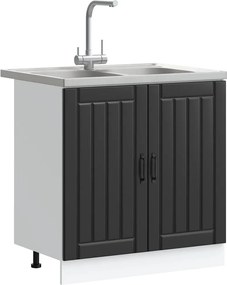 vidaXL Βάση νιπτήρα με αποθήκευση Lucca 2 pcs Μαύρο Επεξεργασμένο ξύλο