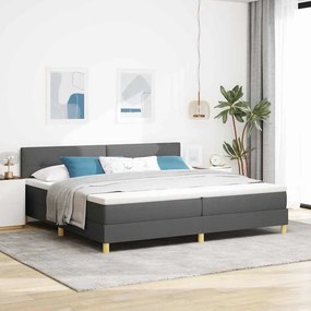vidaXL LED Κρεβάτι με βάθρο Σκούρο Γκρι 200 x 200 cm ύφασμα