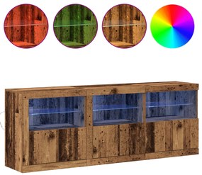 vidaXL Μπουφές με LED Φώτα Παλιό Ξύλο 181.5x37x67 εκ. από Μηχανικά Ξύλα