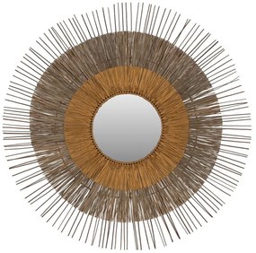 Καθρέπτης HM7798 Με Πλαίσιο Mendong Grass Φ105cm Natural-Gold Glass,Seagrass