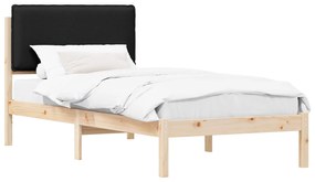 vidaXL Σκελετός Κρεβατιού με Επενδεδυμένο Κεφαλάρι Μαύρο 90 x 200 cm
