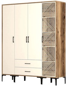 Ντουλάπα Τετράφυλλη Kumsal 845HCT5491 160x47,5x201,4cm Walnut-Cream Τετράφυλλη