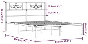 Πλαίσιο Κρεβατιού με Κεφαλάρι Λευκό 135 x 190 εκ. Μεταλλικό - Λευκό