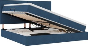 vidaXL LED Κρεβάτι αποθήκευσης με στρώμα Μπλε 200 x 200 cm Ύφασμα