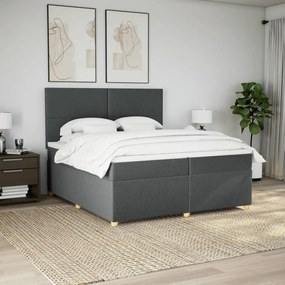 vidaXL Κρεβάτι Boxspring με Στρώμα Σκούρο Γκρι 200x200 εκ. Υφασμάτινο