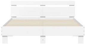 vidaXL Πλαίσιο Κρεβατιού με Κεφαλάρι/LED Λευκό 140 x 200 εκ