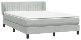 vidaXL Κρεβάτι Boxspring με Στρώμα Ανοιχτό Γκρι 160x220 εκ. Βελούδινο