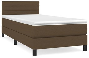 vidaXL Κρεβάτι Boxspring με Στρώμα Σκούρο Καφέ 90x200 εκ. Υφασμάτινο