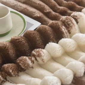 Κουβέρτα Fleece-Δίχρωμο Ριγέ Καφέ flc11 - 2.20x2.40