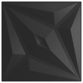 Πάνελ Τοίχου 24 τεμ. Μαύρα Σχέδιο Αστέρι 50x50 εκ. 6 μ² XPS - Μαύρο