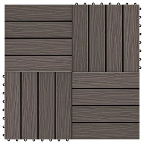 Πλακάκια Deck 11 τεμ. Ανάγλυφα Σκούρο Καφέ 30x30 εκ. 1 μ² WPC