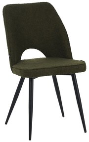 Intrahome Καρέκλα Renish Intrahome μπουκλέ ύφασμα σε λαδί απόχρωση με μαύρα μεταλλικά πόδια 61x47x91.5εκ | SKU: INTRAPA-130111390