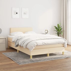 vidaXL Κρεβάτι Boxspring με Στρώμα Κρεμ 120x190 εκ. Υφασμάτινο