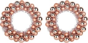 vidaXL Χριστουγεννιάτικα Στεφάνια Μπάλλας 2 pcs Ροζ χρυσό