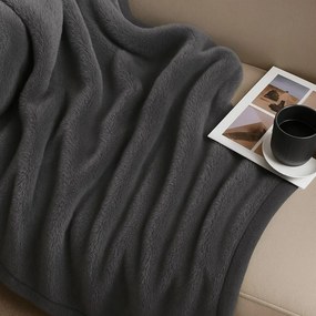 Κουβέρτα υπέρδιπλη γκρι βελουτέ από 100% polyester 220x240εκ.