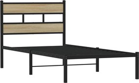vidaXL Σκελετός Κρεβ. Χωρίς Στρώμα Sonoma Δρυς 100x200 εκ. Μεταλλικό
