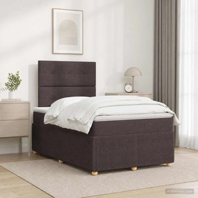 vidaXL Κρεβάτι box spring με στρώμα Σκούρο Καφέ 120 x 200 cm Ύφασμα