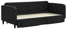 vidaXL Καναπές Κρεβάτι Συρόμενος Μαύρος 90x200 εκ. Ύφασμα &amp; Συρτάρια