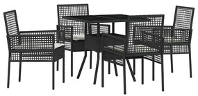 vidaXL Σέτ φαγητού για κήπο 5 pcs Μαύρο Πολυ ράταν