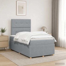 vidaXL Κρεβάτι box spring με στρώμα Ανοιχτό γκρι 120 x 190 cm Ύφασμα
