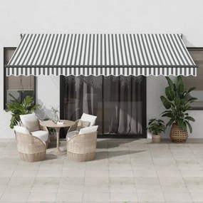 vidaXL Τέντα Πτυσσόμενη Ανθρακί και Λευκή 4,5x3μ. Ύφασμα και Αλουμίνιο