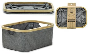 Καλάθι Αποθήκευσης Πτυσσόμενο Με Polyester 600D Θήκη Και Λαβές Γκρι/Φυσικό Ύφασμα/Ξύλο 38x26x16cm