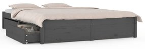 vidaXL Πλαίσιο Κρεβατιού Συρτάρια Γκρι 180 x 200 εκ Super King Size