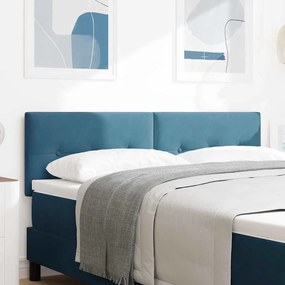 vidaXL Κεφαλάρι Επιτοίχιο με κεφαλάρι Σκούρο Μπλε 144 cm Βελούδο