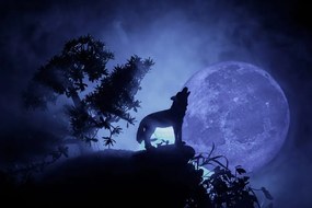Εικόνα ενός λύκου στην πανσέληνο - 120x80