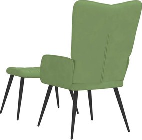 vidaXL Πολυθρόνα Relax Ανοιχτό Πράσινο Βελούδινη με Σκαμπό