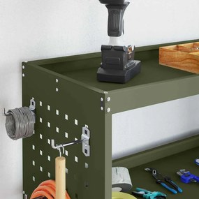 vidaXL Καρότσι εργαλείων με ράφι Λαδί 75 x 35 x 73 εκ. Κρύα χάλυβας