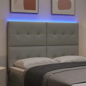 vidaXL Κεφαλάρι με φώτα λωρίδας LED Ανοιχτό γκρι 72 cm Βελούδο