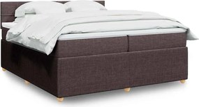 vidaXL Κρεβάτι Boxspring με Στρώμα Σκούρο Καφέ 200x200 εκ. Υφασμάτινο
